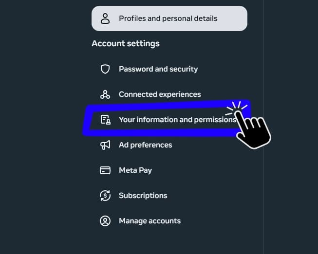 Accounts Center screen.